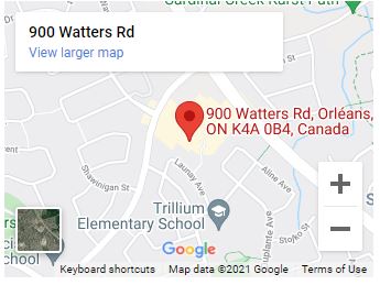 A map of the location of 9 0 0 watters rd.